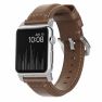 Nomad bracelet en cuir traditionnel Apple Watch 42mm / 44mm / 45mm / 49mm - Brun / Argent  sticky