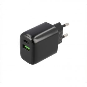 Musthavz - Chargeur rapide 20 Watt avec connexion USB-A et USB-C noir